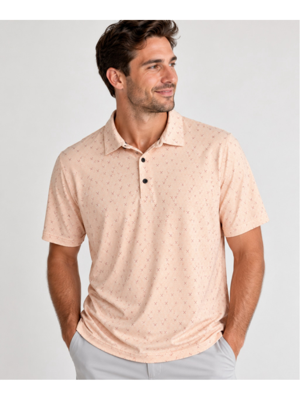 VRST Men’s XXL Golf Polo Broken Tee Print Tinted Melon Performance Shirt